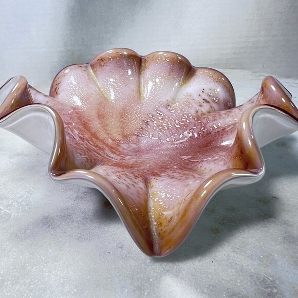 Vtg Murano Genuine Venetian Glass Cased Sommerso Silver Bullicante Aventurine - Picture 4 of 9